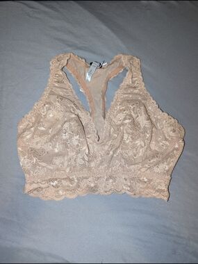 Cosabella Women's Lace Bralette Curvy Racie Racer Back Beige Tan Large New NWT
